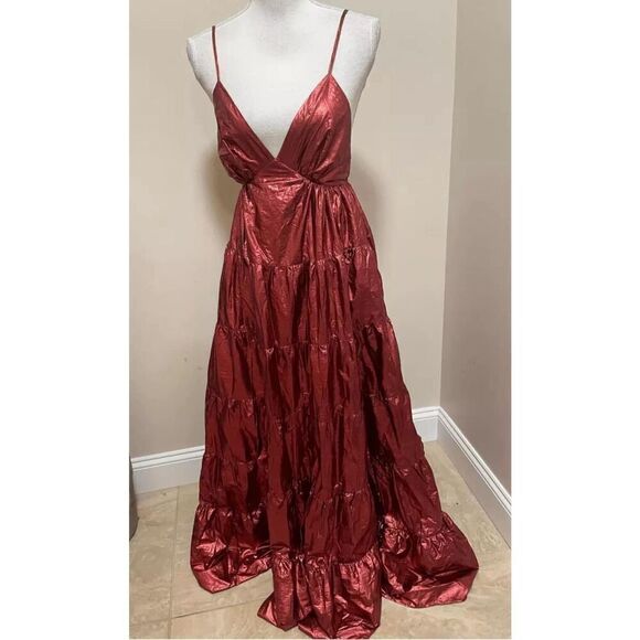 Hutch Metallic Tiered Maxi Dress Size S - Picture 5 of 10
